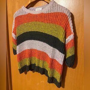 Blush Boutique Strip Muti-color Knit-mesh Top Size XL